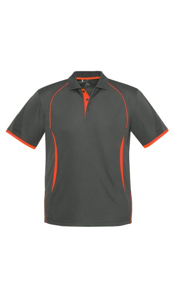 Grey Fluoro Orange Razor Polo Shirt