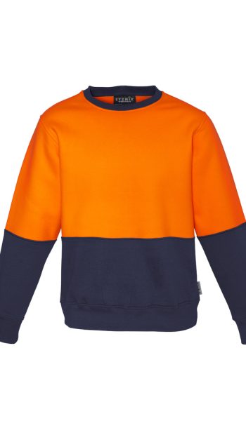 Orange Navy Unisex Hi Vis Crew Sweatshirt