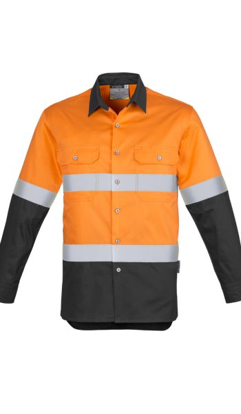Orange Charcoal Hi Vis Spliced Industrial Shirt