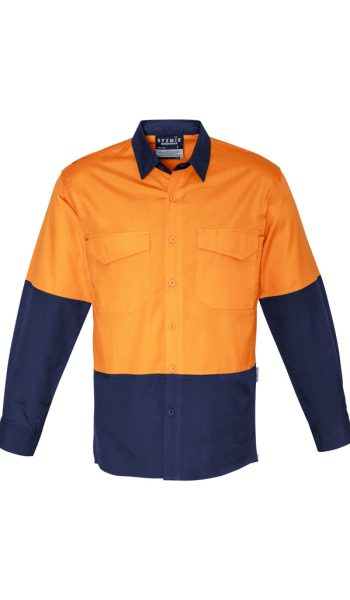 Orange Navy Hi Vis Long Sleeve Shirt