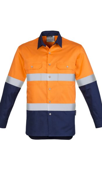 Orange Navy Hi Vis Spliced Industrial Shirt