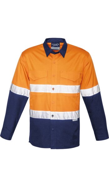 Orange Navy Hi Vis Taped Long Sleeve Shirt