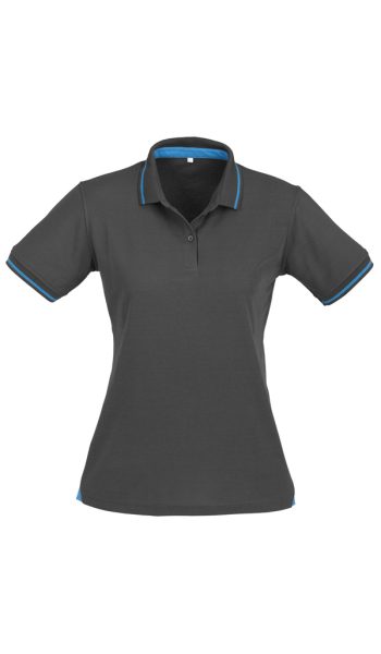 Steel Grey Cyan Women Polo Shirt