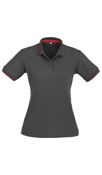 Steel Grey Red Women Polo Shirt