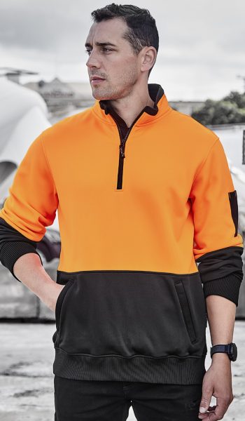 Unisex Hi Vis Zip Pullover Orange