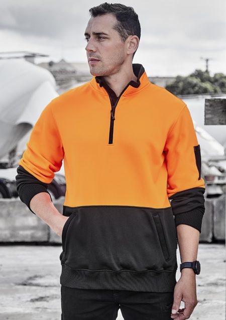Unisex Hi Vis Zip Pullover Orange