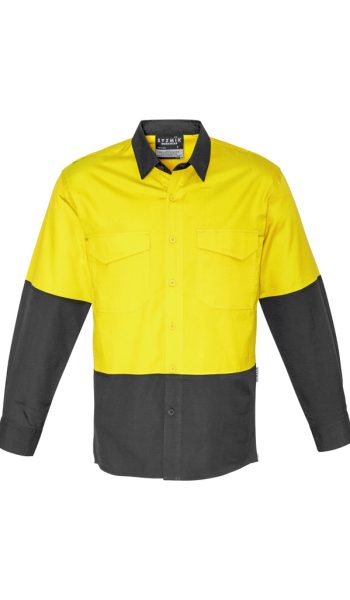 Yellow Charcoal Hi Vis Long Sleeve Shirt