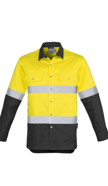 Yellow Charcoal Hi Vis Spliced Industrial Shirt