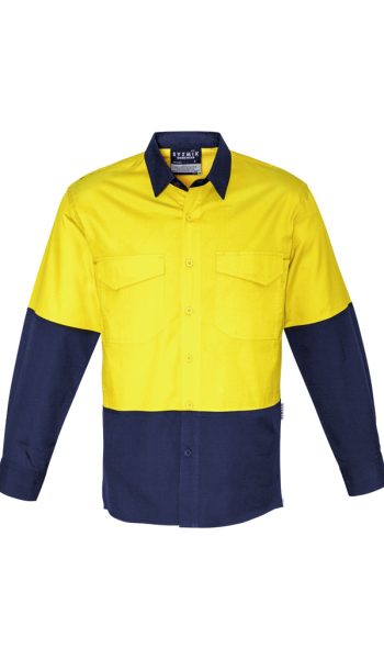 Yellow Navy Hi Vis Long Sleeve Shirt