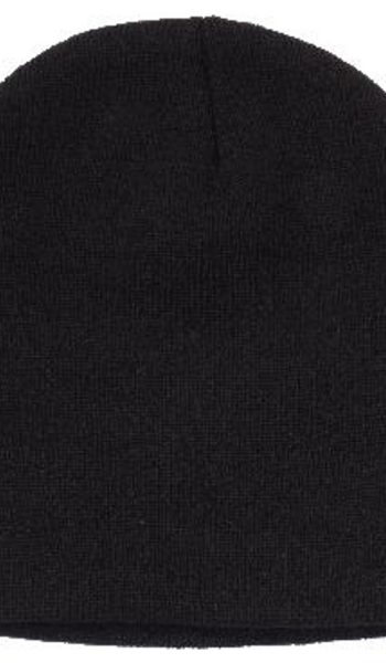 Black Rolled Down Acrylic Beanie