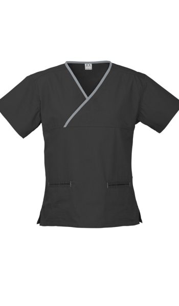 Black Contrast Scrub Top