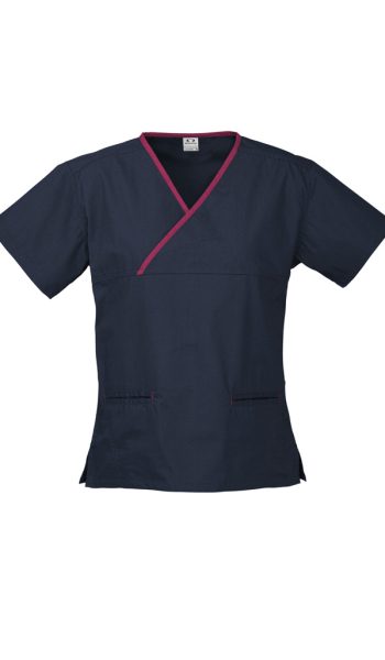 Navy Contrast Scrub Top