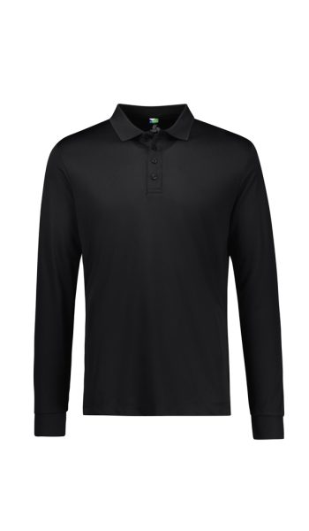 Black Action Long Sleeve Polo
