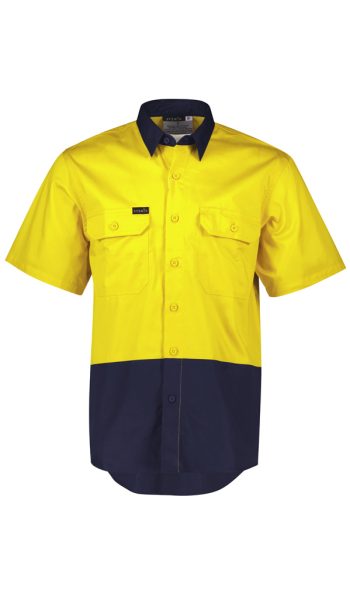 Yellow Navy Hi Vis Short Sleeve Shirt