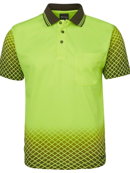 Lime Black Hi Vis Net Sub Polo