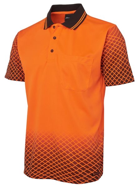 Orange Black Hi Vis Net Sub Polo