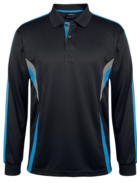Black Aqua Grey Podium Cool Polo