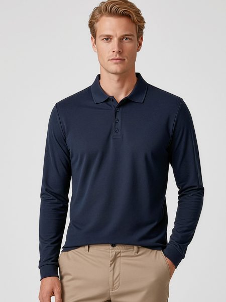 Men Action Long Sleeve Polo